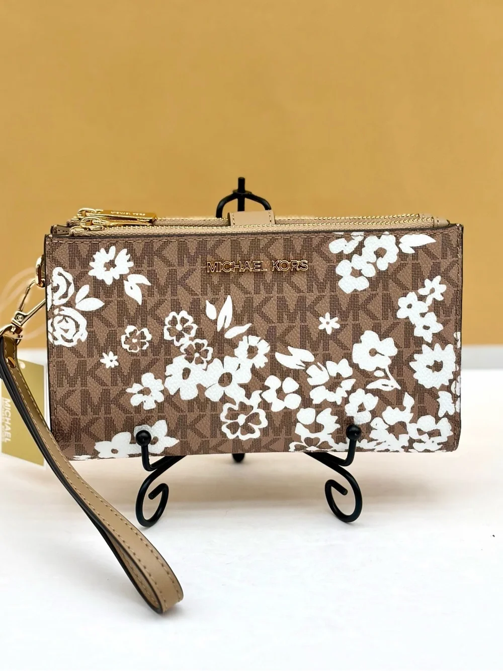 MICHAEL KORS JST Lg Double Zip Printed Signature Logo Wristlet Wallet